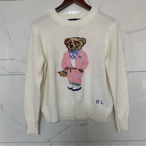 Polo by Ralph Lauren Cream Sweater with Bear Design